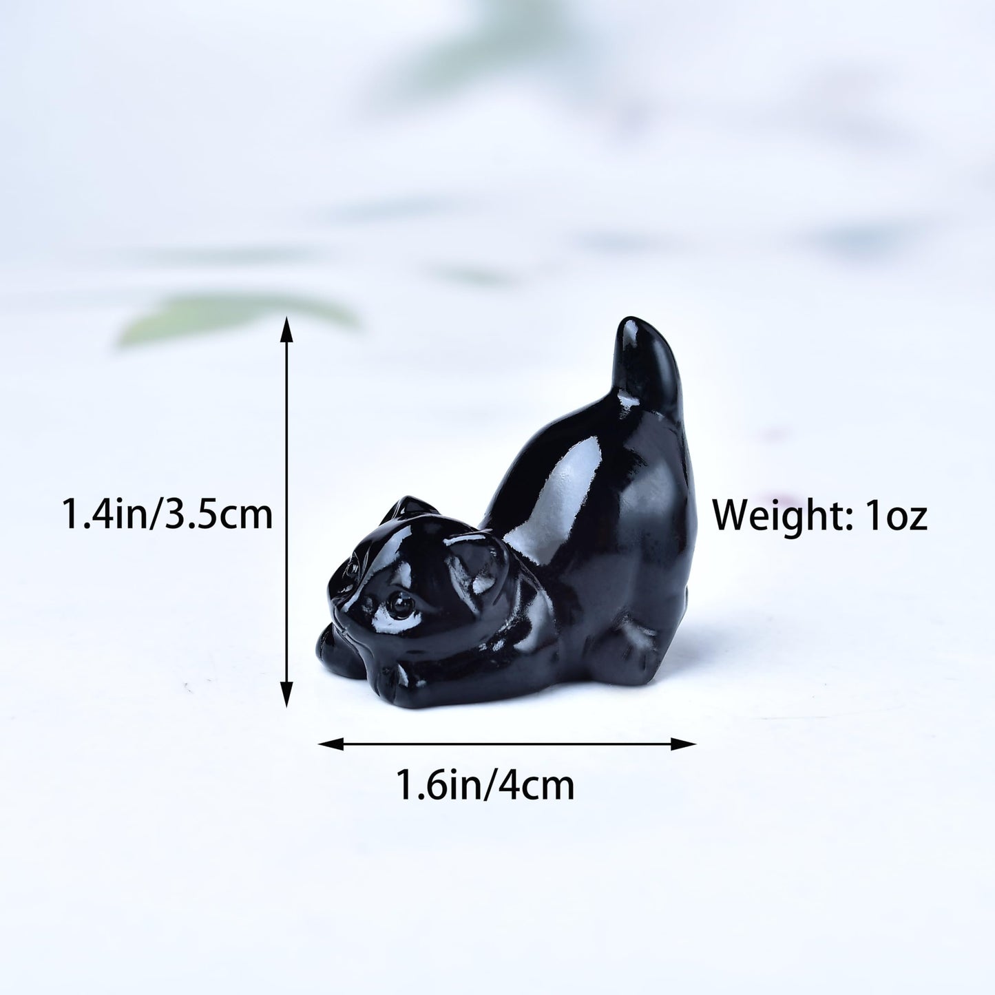 DZJXBZhu Obsidian Cat Crystal Statue Healing Crystal Reiki Meditation Pocket Gem Guardian Sculpture Home Study Table Desk Decor Collection Gift for Loved Ones