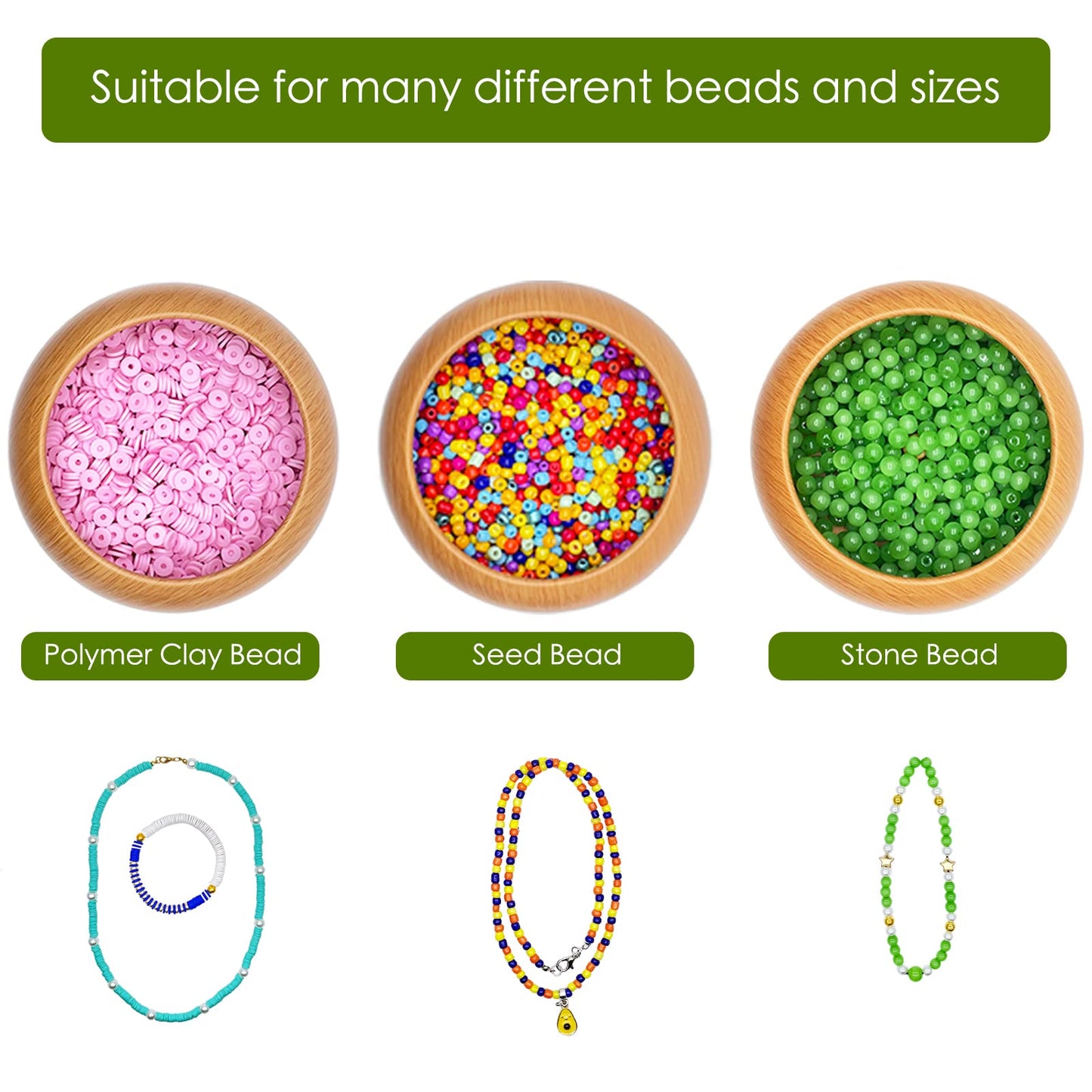 Xmada Electric Bead Spinner - Clay Bead Spinner with 2PC Beading Needles and Seed Beads, Waist Beads Kit, Bead Spinner for Jewelry Making, Electric | Speed Adjustment Beading Tools (Original)