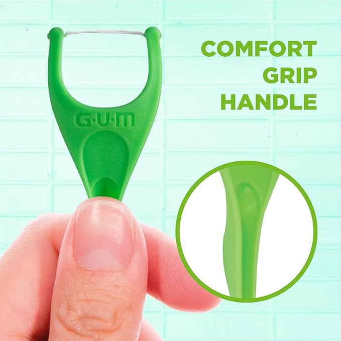 GUM Angled Floss Picks, Perfect for Tight Teeth, Extra Strong Shred-Resistant Dental Floss, Angled for Easy Reach, Dental Flossers for Adults, Fresh Mint Flavor, 75 Count (Pack of 4)