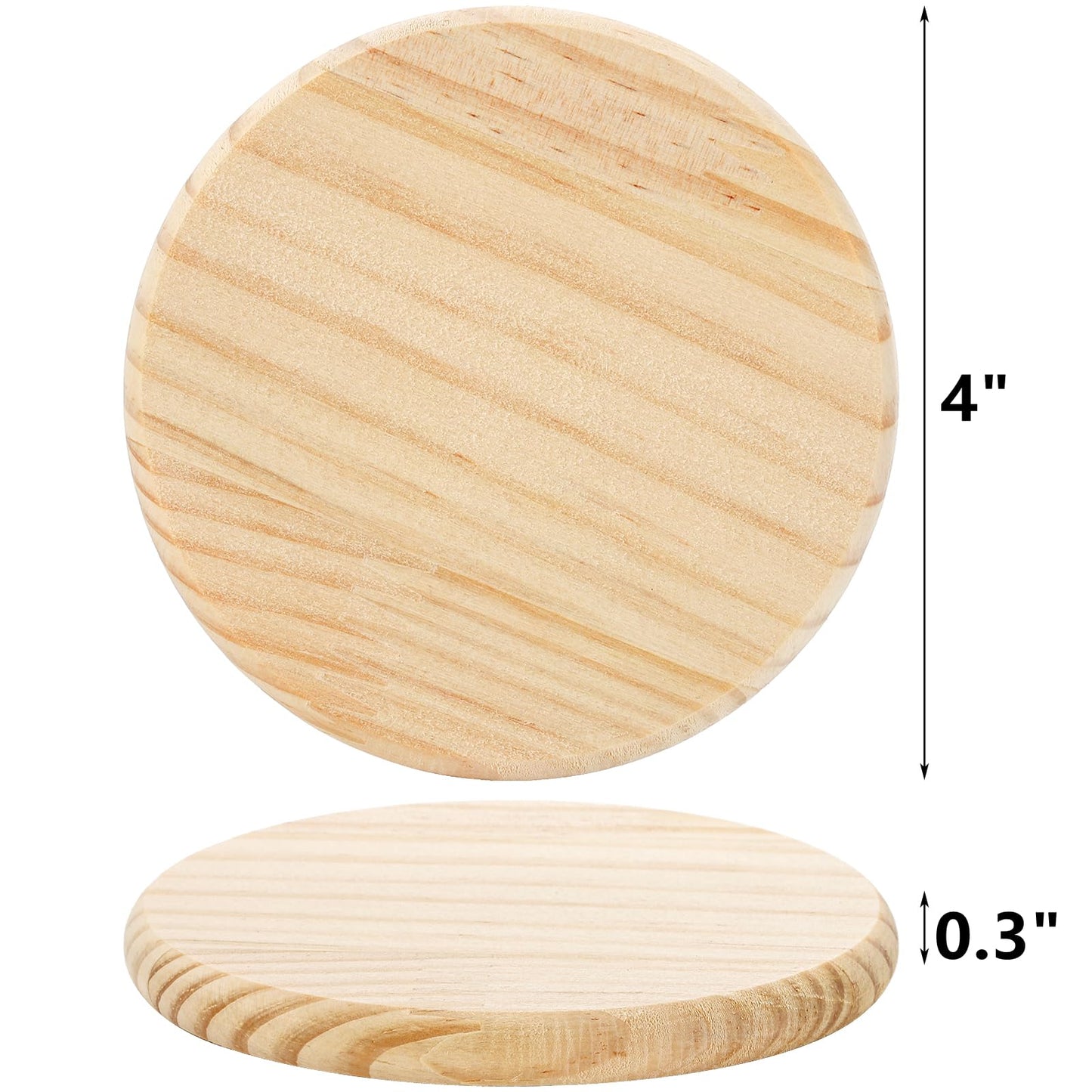 Dicunoy 24 PCS Unfinished Wood Coasters, 4 Inch Round Blank Wood Coaster for Crafts with 96 PCS Foam Knots for DIY Mosaic, Laser Cutting Engraving, Painted, Pyrography, Arts