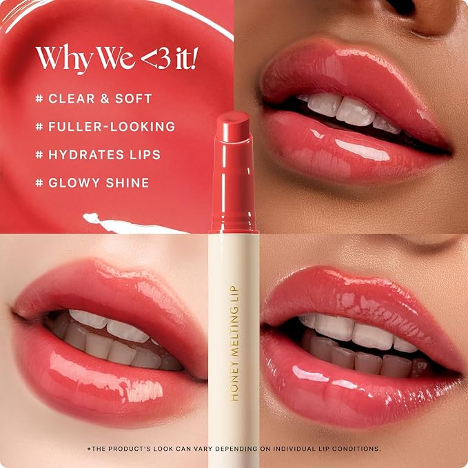 Nature Republic HONEY MELTING LIP (04 POMEGRANATE) SOFT LIP STICK, Hydrating Gloss, Moisturizing balms, Sheer tint, Shine & Glowy Finish, korean make up, Stocking Stuffers