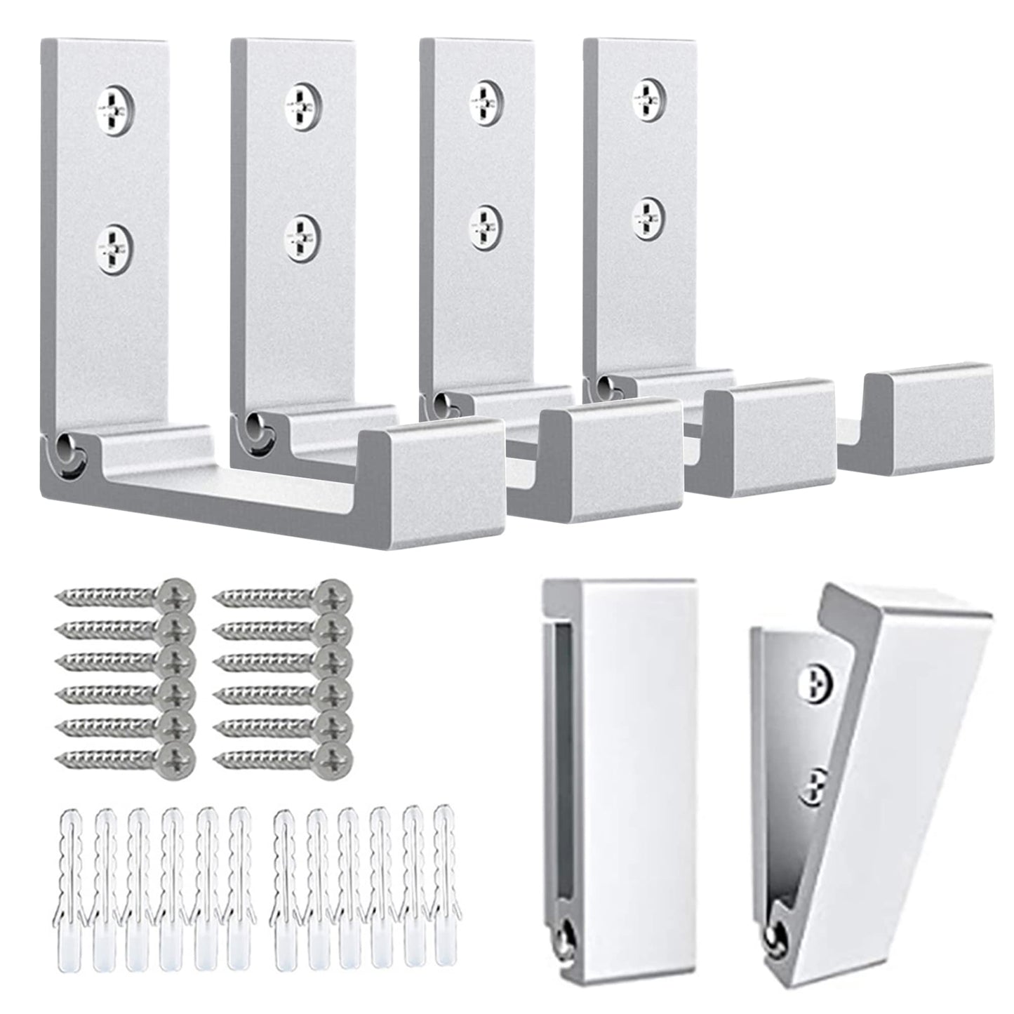 OHIYO 6Pcs Foldable Hooks for Hanging Coat & Bags & Hat & Key Wall Mounted Heavy Duty Aluminum Alloy Folding Coat Hooks with 12pcs Screws for Headphones Holder or Wall Hanger Hook(Matte Silver)