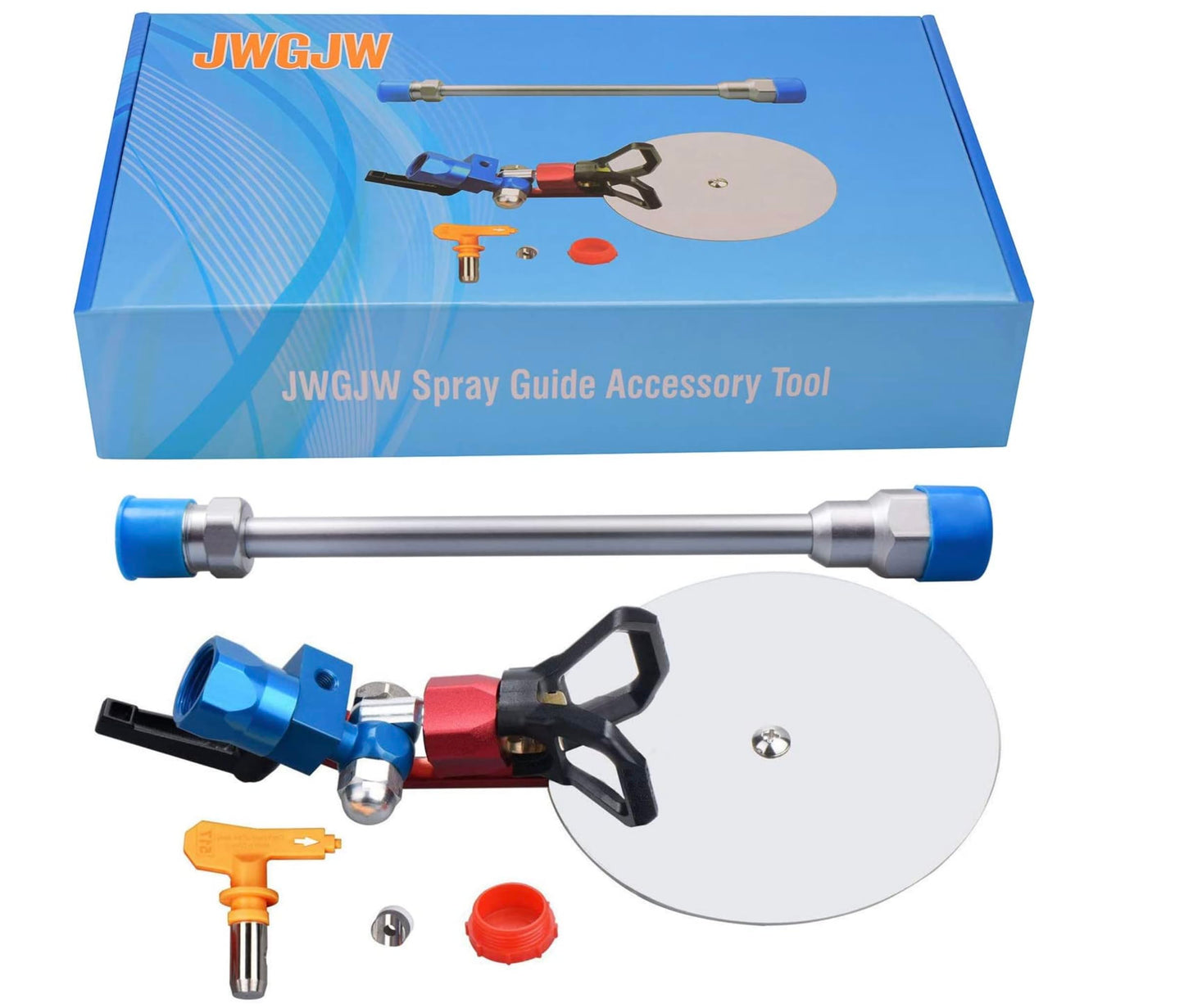 JWGJW Airless Spray Gun Guide Accessory Tool w/ 517 Tip 10 Inch Airless Extension Pole,Spray Guide Painting Tool for Graco Titan Airless Paint Sprayer Gun.