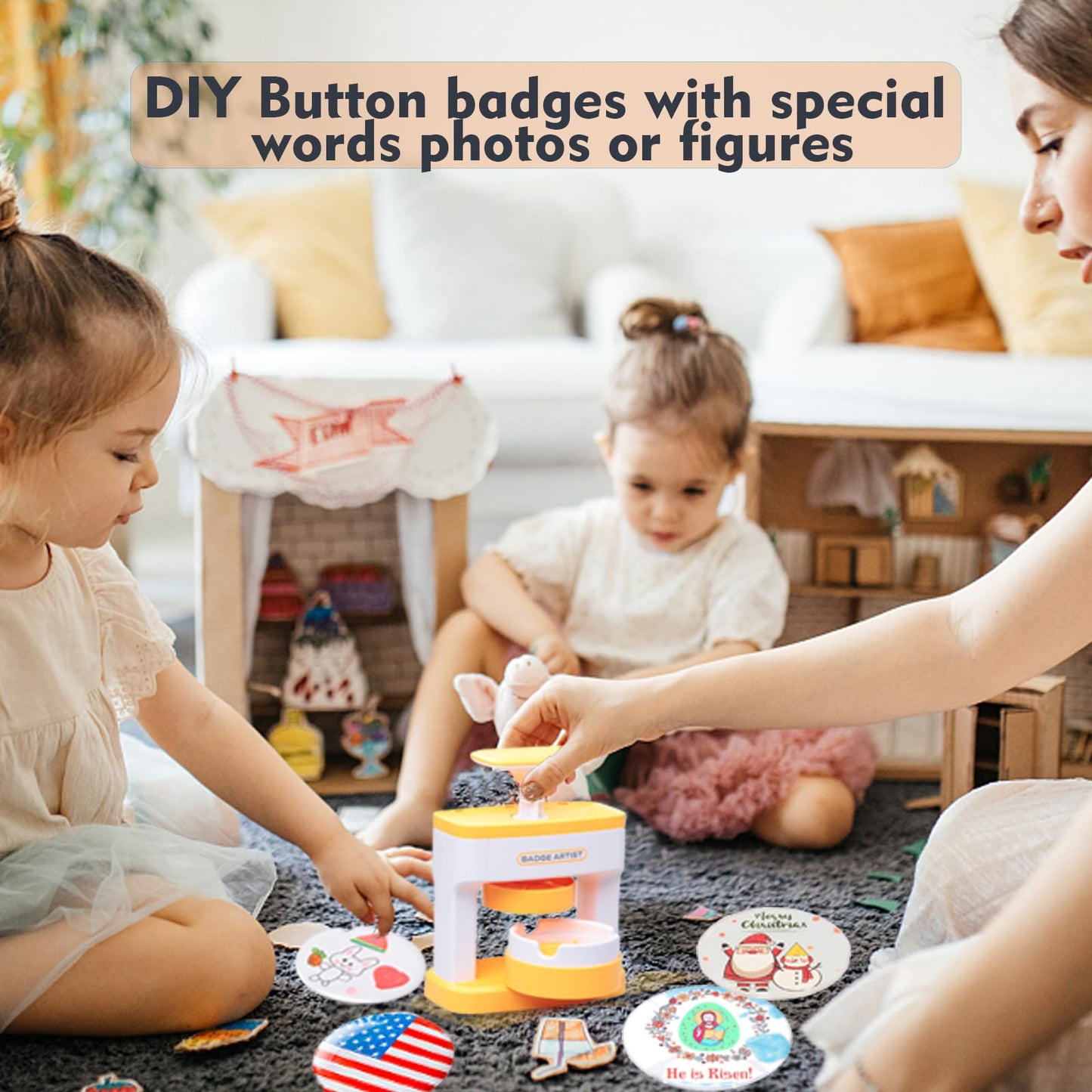Lymoc 48pcs Button Parts for Badge Maker Machine, 55mm (2.16in) DIY Pin Button for LYMOC Maker Press Machine,Kids Press Badge Punch with Button Parts & Pictures & Circle Cutter