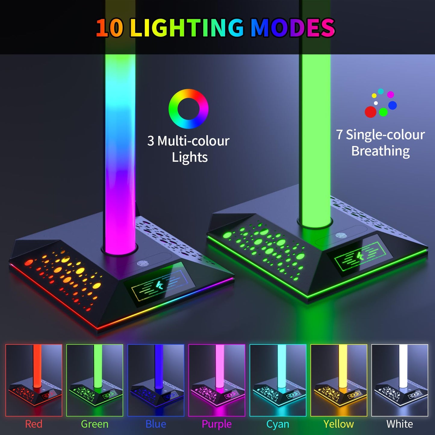 Xergur Gaming Headphone Stand PC Accessories - RGB Headset Stand with 2 USB Charger, Cool LED Headphone Holder PC Gaming Accessories for Boys Men Gamers, Computer Game Hardware for Desk