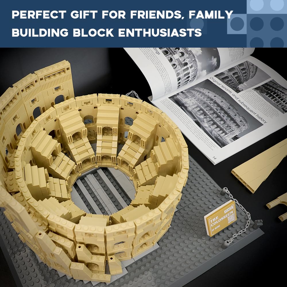 ArtorBricks Architectural The Roman Colosseum Building Large Collection Building Set Model Kit and Gift for Adults(1758Pieces)