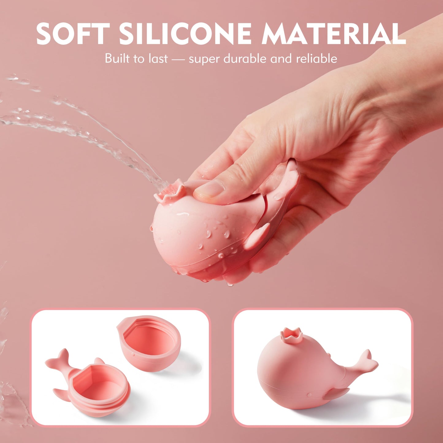 MarcZero Princess Silicone Bath Toys 8Pcs for Toddlers Kids Babies,Bathtub Water Toys,Soft Squeezable Easy-Grip Pool Toys Set (Pink)