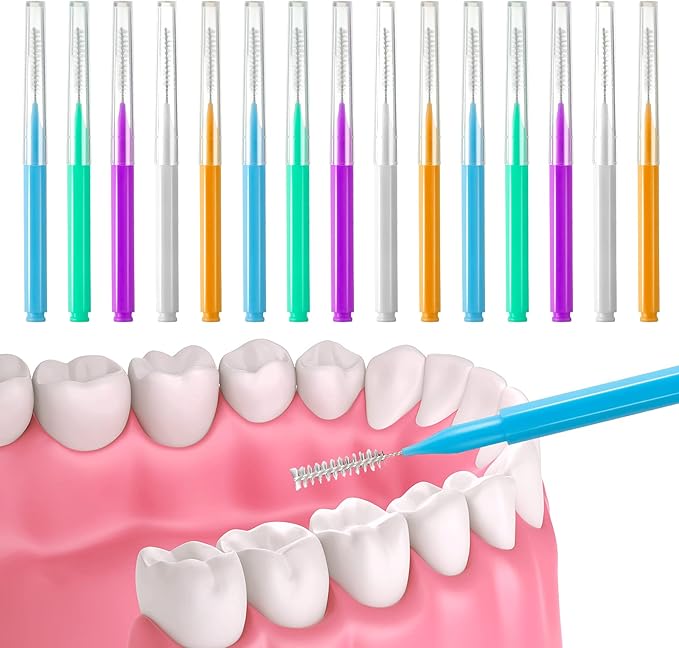 350 Pieces Braces Brush for Cleaner Interdental Brushes Kit Flosser for Braces Dental Braces Cleaner Braces Floss Picks Flossing Head Oral Dental Hygiene Flosser Tooth Cleaning(Basic Colors)