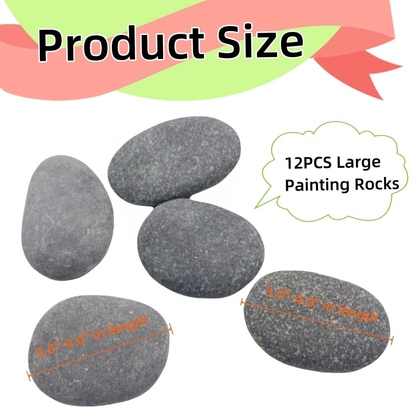 MEILALA 12PCS Large Painting Rocks, 3“-4” River Rocks for Painting ， DIY Rocks Flat & Smooth Kindness Rocks for Arts, Crafts, Decoration