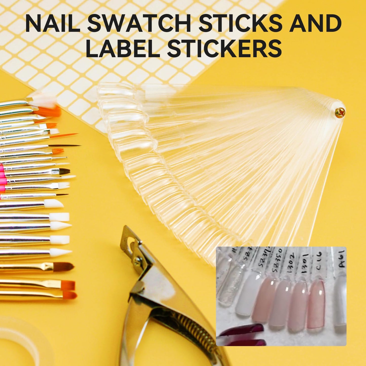 ESUOHYM Acrylic Fake Nails Kit Press On Nail kit with 240PS Clear Nail Tips,Nail Art Stand,Art Brushes,Swatch Sticks,Acrylic Cutter,Nail Art Tools with Everything for Beginners DIY Nails Home Salon