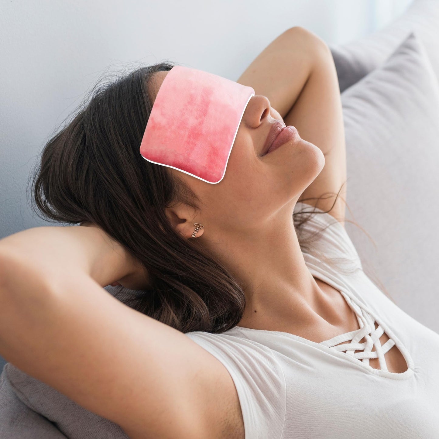 Eurow Luxe Himalayan Salt Eye Pillow Mask, Microwavable & Freezable Warm or Cold Compress for Relaxation, Headaches, Puffiness, Stress Relief, Sleep Support & Eye Strain, Pink