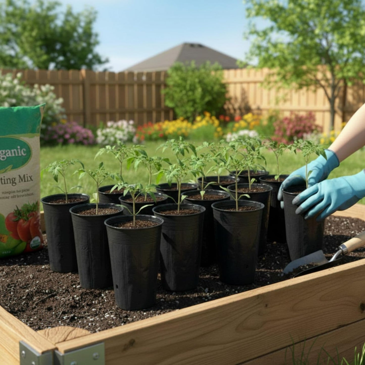 Ferrochef 100 Pack Tall Tree Pot 9.8'' x 4.7'', Black Plastic Deep Nursery Pots, Soft Deep Seedling Pots for Seed Starting, Plant Starter Cups with Drainage Holes for Flowers, Cuttings Transplanting
