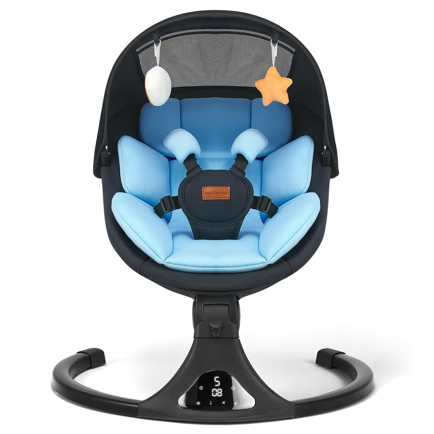 Baby Swing for Infants, Bluetooth Electric Infant Swing with 5 Speed Motions, 12 Soothing Melodies & Remote Control, Portable for Newborns 0-9 Months (Max 20 lbs, Blue)