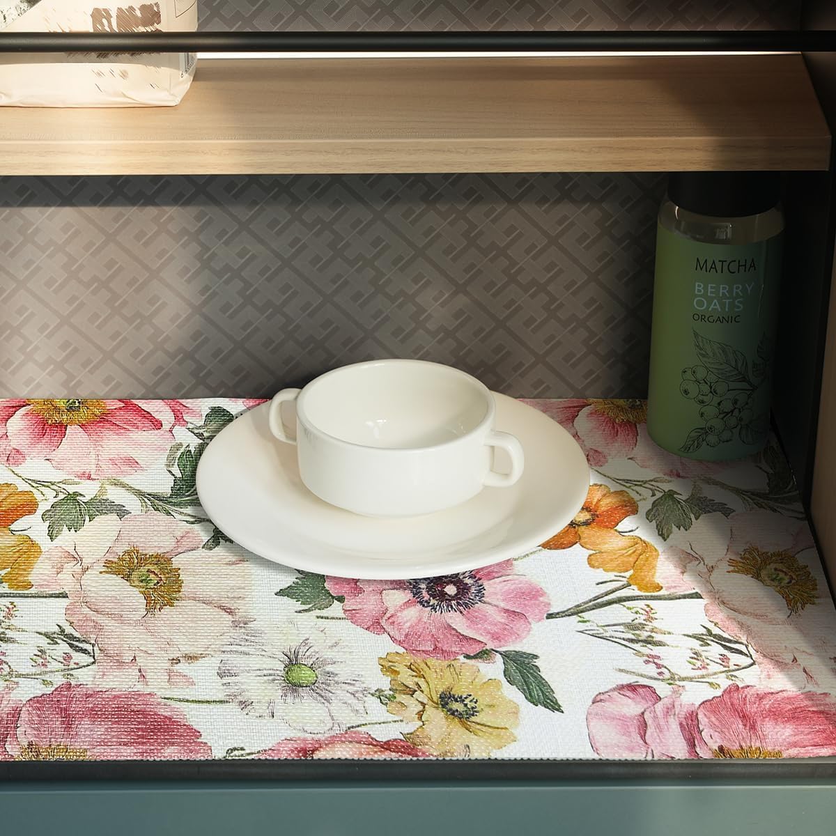 Floral Shelf Liner Pink Cabinet Liners for Shelves 15.7In x 10FT