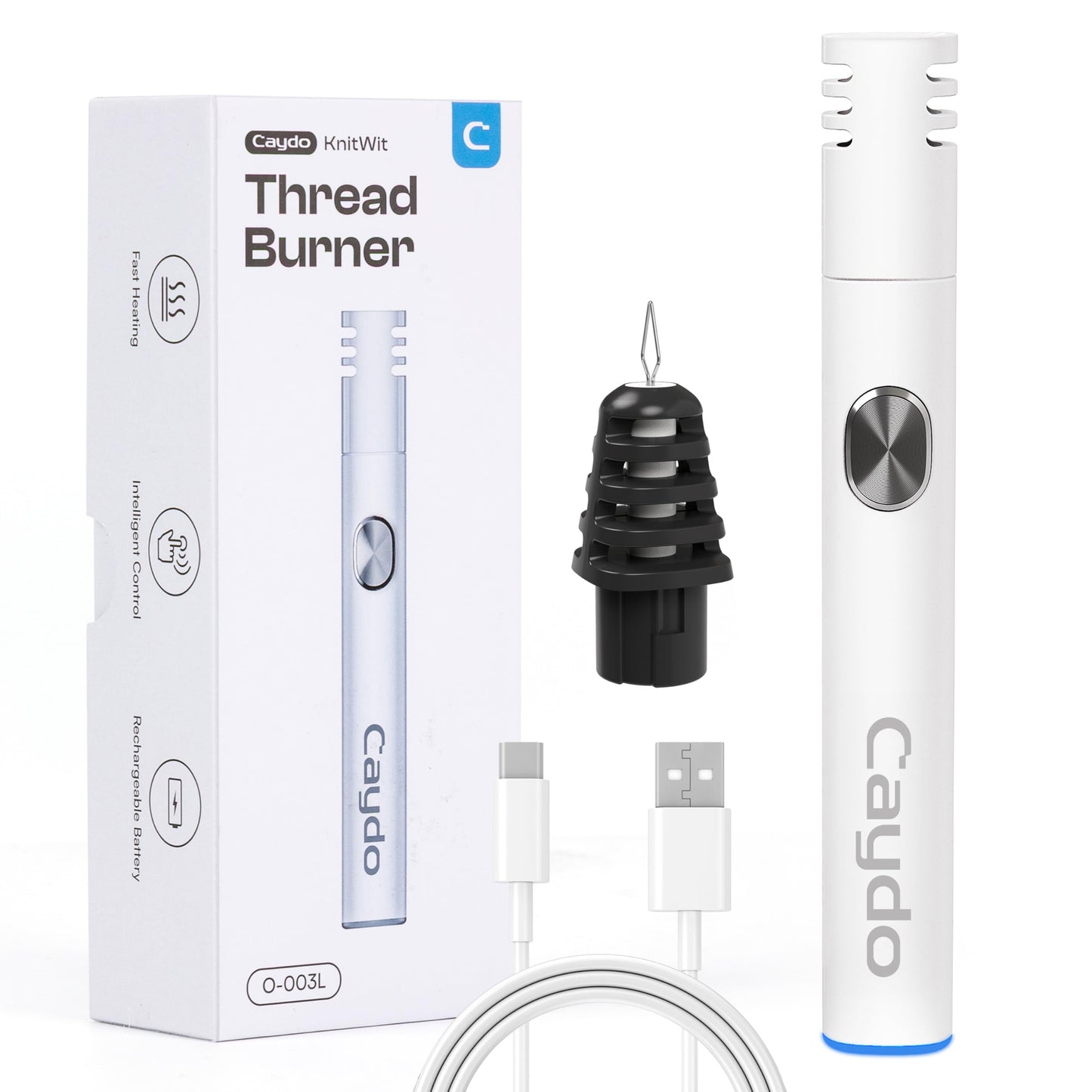 Caydo Thread Burner with A Replacement Tip, Rechargeable Thread Zapper for Burning and Trimming, with Indicator Light for Beading, Weaving, Sewing & Jewelry Making