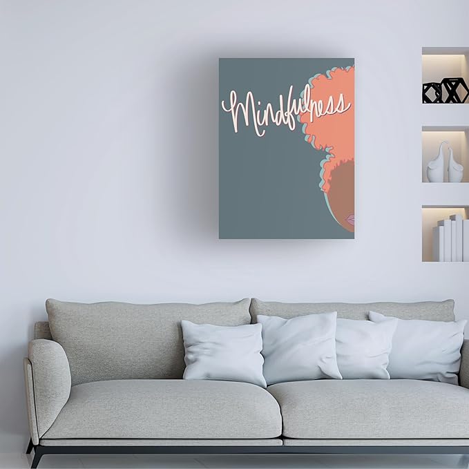 Trademark Fine Art Canvas Wall Art - Marlee Ash Calligraphy & Design 'Curly Mindfulness' Wall Art for Living Room, Bedroom, or Office Décor