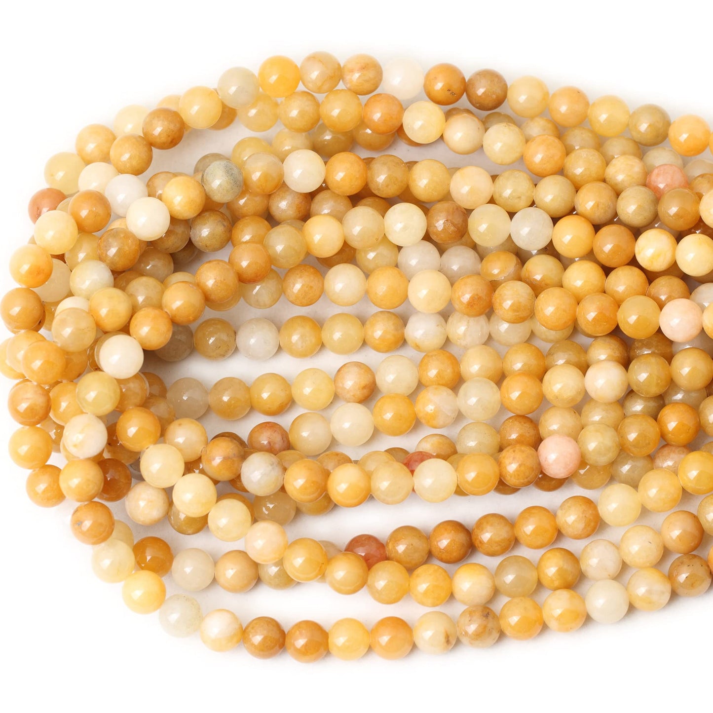 CHEAVIAN 45PCS 8mm Natural Yellow Jade Multi-Color Gemstone Round Loose Beads for Jewelry Making DIY Handmade Materials 1 Strand 15"