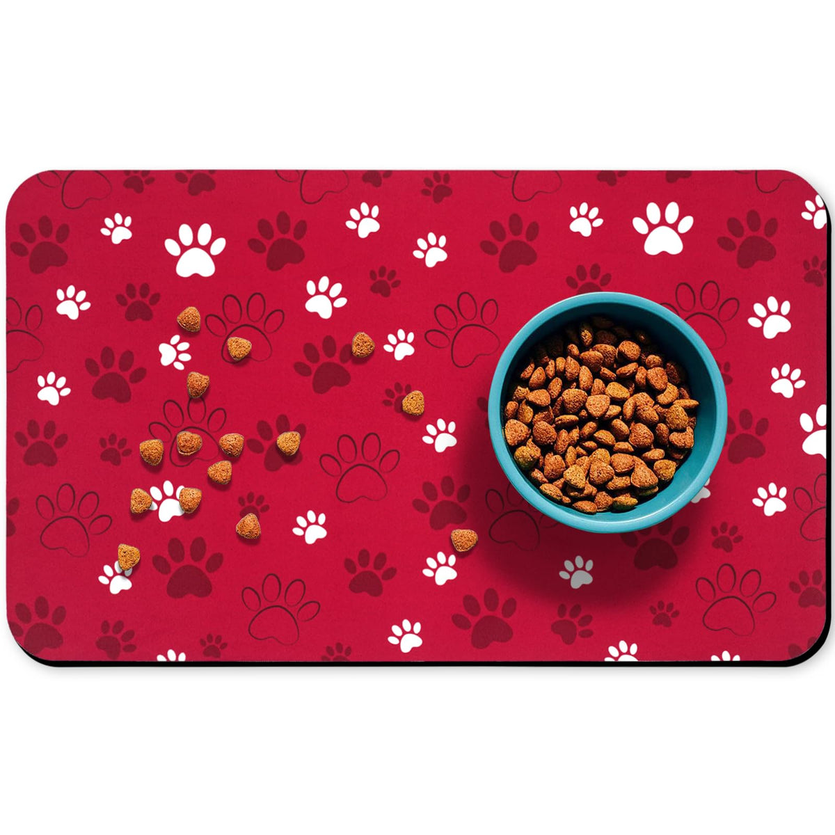 Dog Food Mat, Absorbent Water Bowl Mats Cat Pet Feeding Placemats Green 32 * 24 inch