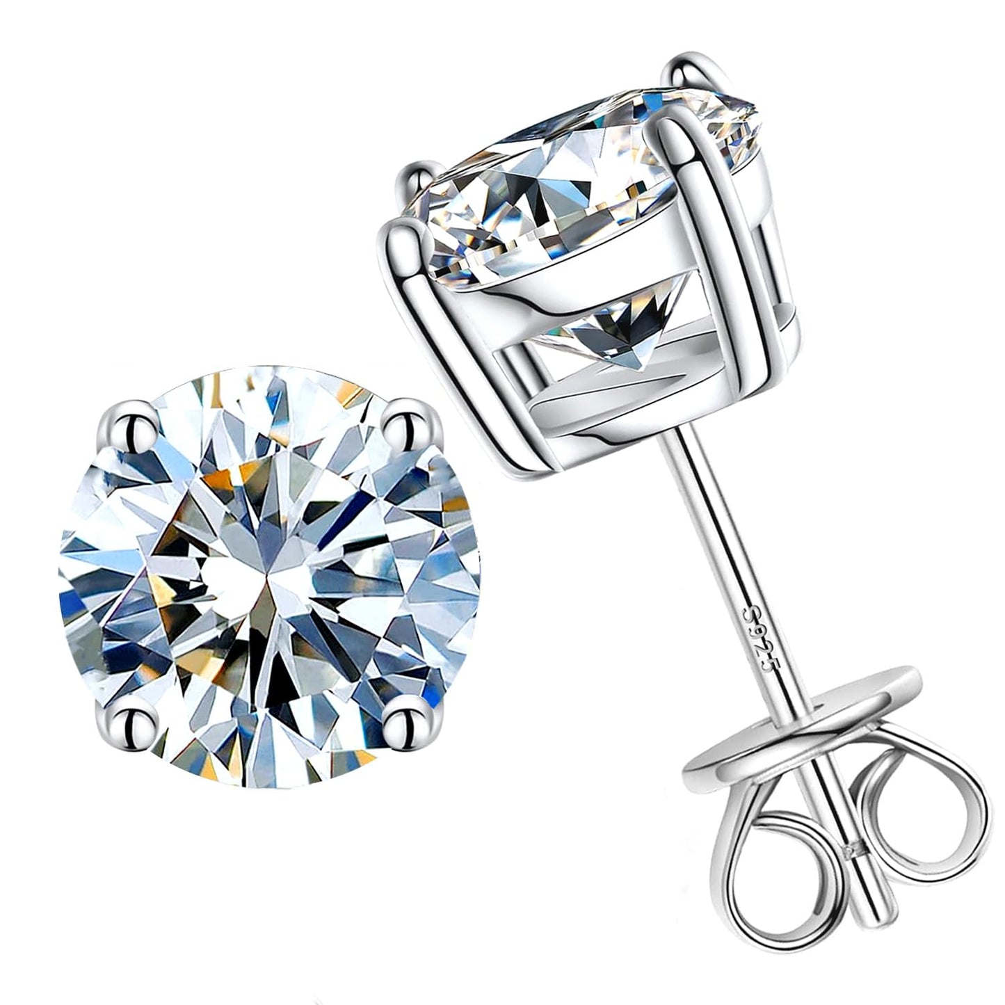 Moissanite Stud Earrings for Women Men Total 1ct Laboratory Diamond S925 Silver Earrings Wedding Jewelry (5MM 0.5ct X2)