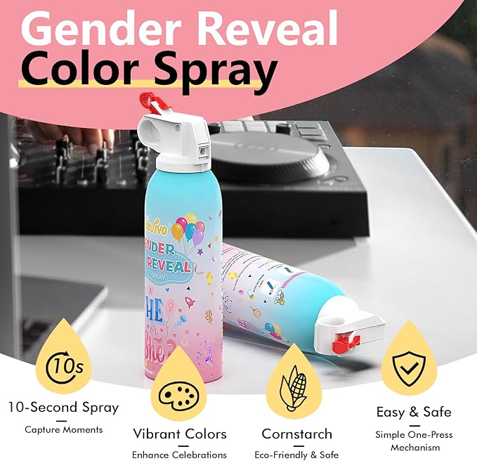 Reveal Fire Extinguisher Set -Gender Reveal Color Smoke Powder Spray - 100% Biodegradable Party Supplies- For Memorable Baby Gender Reveal Decorations & Ideas(Pink)