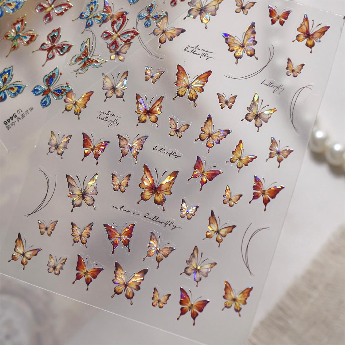 Phuryllic 3D Nail Stickers for Nail Art, Embossed Self-Adhesive Cute Nail Charms & Decals for DIY Nails, Easy-to-Apply Nail Design Supplies & Accessories for Home Manicure-Autumn Vibe Butterfly