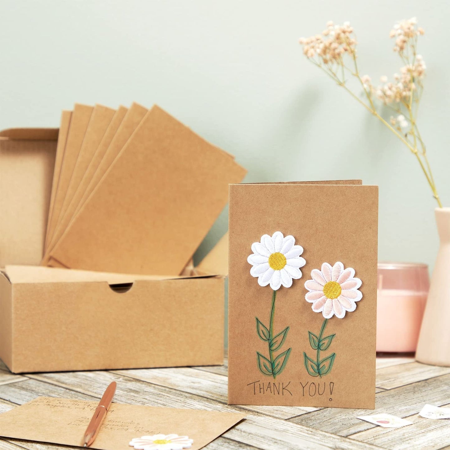 Sustainable Greetings Wedding Card Set - 48 Count, 4 x 6 In Brown Kraft Cardstock - Blank Greeting Notes & Envelopes for DIY Invitations & Birthday Wishes