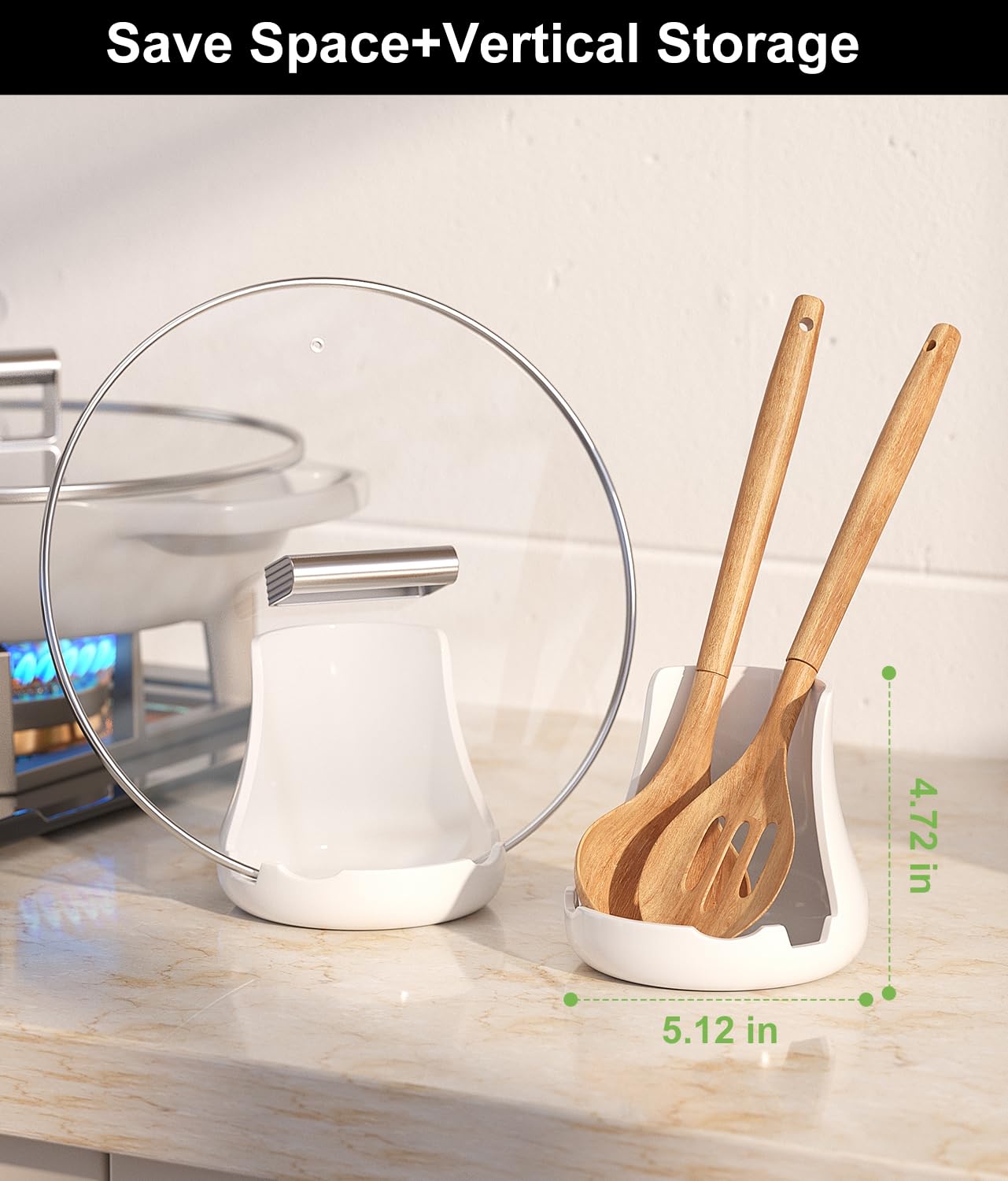 ‌Upright Ceramic Spoon Rest, Matte White Kitchen Cooking Spoon Holder, Stove Top Spoon Rest, 7.1×5.3 inches‌