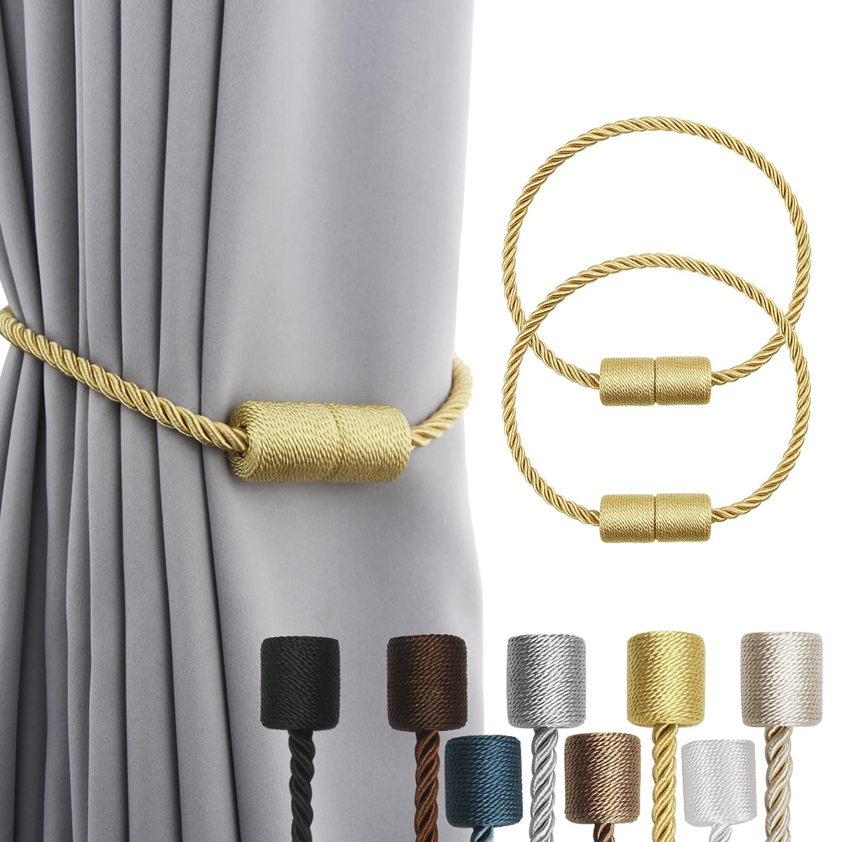 Magnetic Curtain Tiebacks Holdbacks Decorative Tie Backs for Windows Porlau (2 Count)