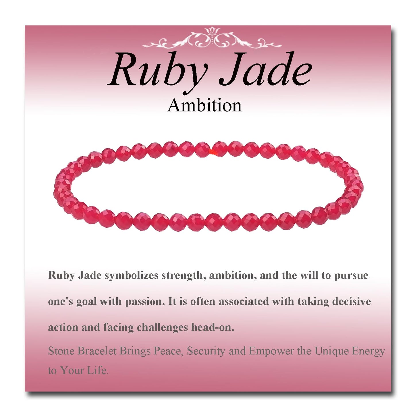 MASSIVE BEADS Natural Genuine Gemstone Beads Healing Crystal Chakra Reiki Jewelry Faceted Round Beads Bracelets (Ruby Jade, 3mm)