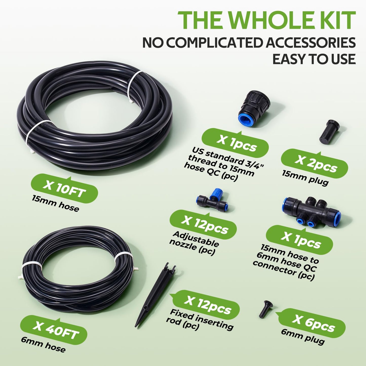 HIRALIY 50FT Quick Connect Garden Watering System with Adjustable Vortex Drippers, Saving Water Automatic Drip Irrigation Kit for Raised Bed and Plants Vegetable Garden