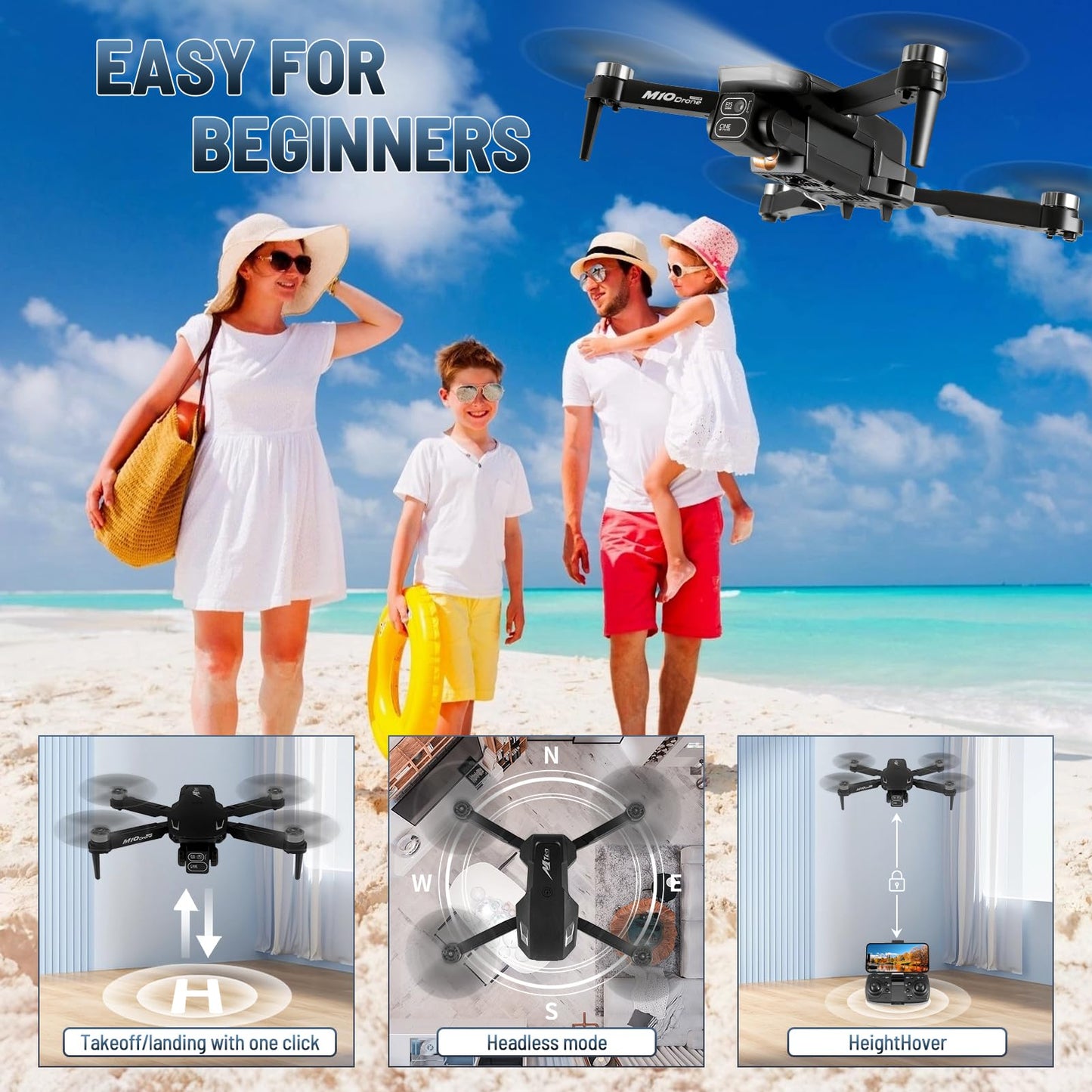 Mini Drone with Camera, 4K HD FPV Drone for Beginners,Brushless Motor, Altitude Hold, Gesture Selfie, One key Return/Emergency Stop,3D Flips, Waypoint Fly, 2 Batteries,Foldable RC Quadcopter.
