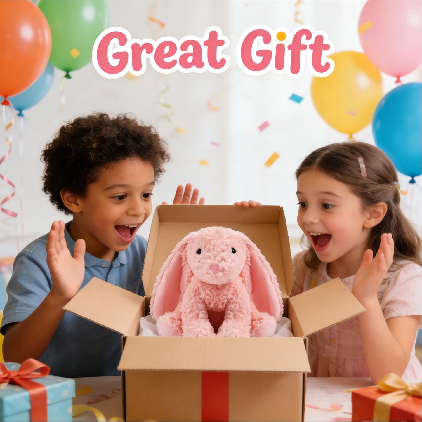 OROZCOR Bunny Stuffed Animal, Cute Fluffy Bunny Plush Toy 8.5in,Cute Bunny Rabbit Stuffed Animal with Fluffy Soft Ears Easter Gifts for Kids Baby Girls (Red Rabbit)