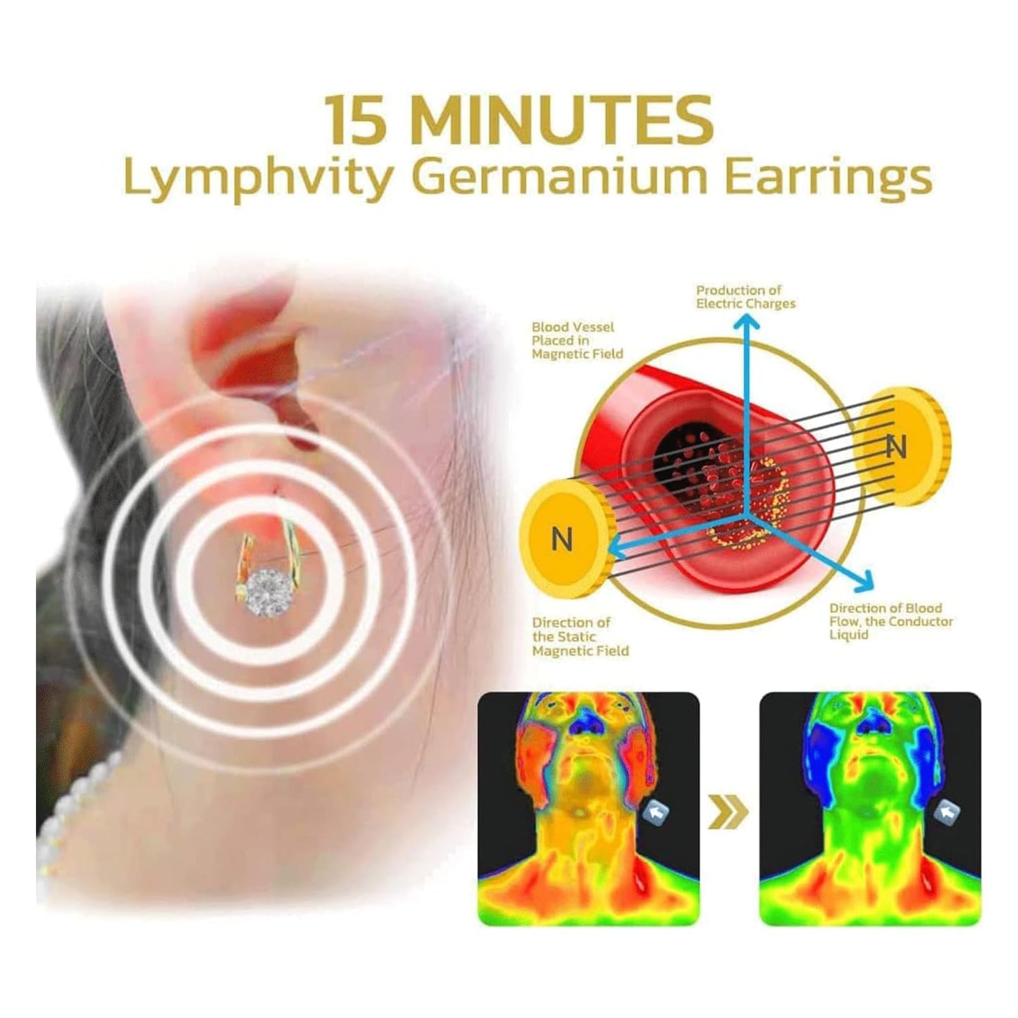Lymphatic Earrings for Women Halolux Lymphvity Germanium Drainage Therapy Negative Ion Lymph Detox Earrings Jewelry (Silver2)