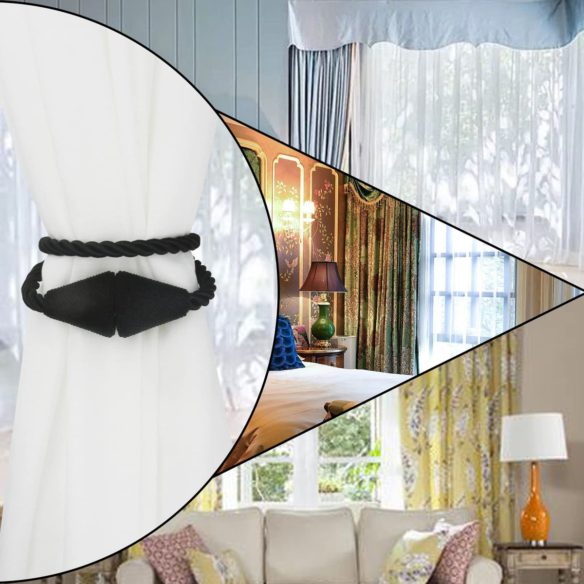 Magnetic Curtain Tiebacks Rope Decorative Holdbacks for Drapes Nieffeiy