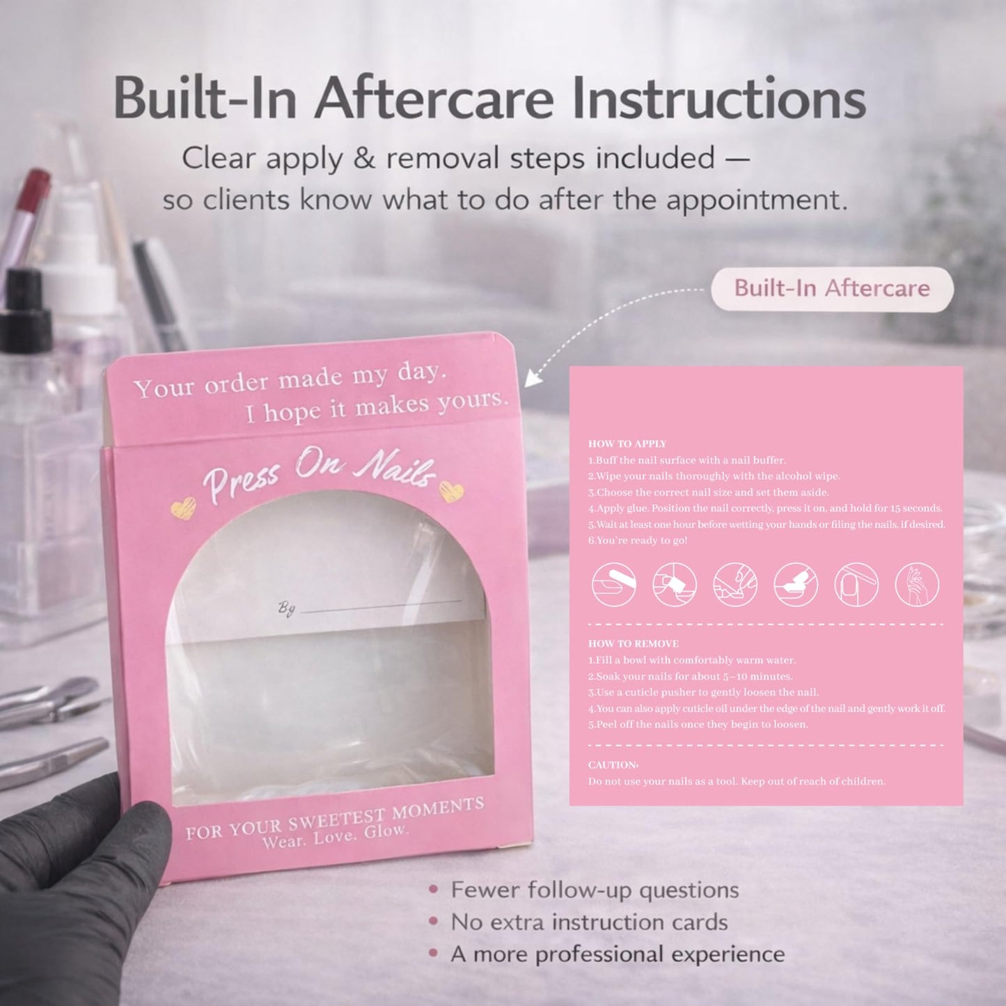 Press on Nails Packaging Box+ Sizing Kit Card