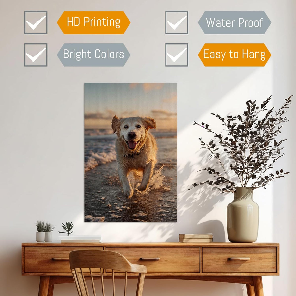 Custom Canvas Wall Art with Photo, Personalized Portrait Frame with Wedding Baby Pet Family Picture, Custom Poster for Living Room Wall, Personalized Picture Gifts for Anniversary Multiple Sizes
