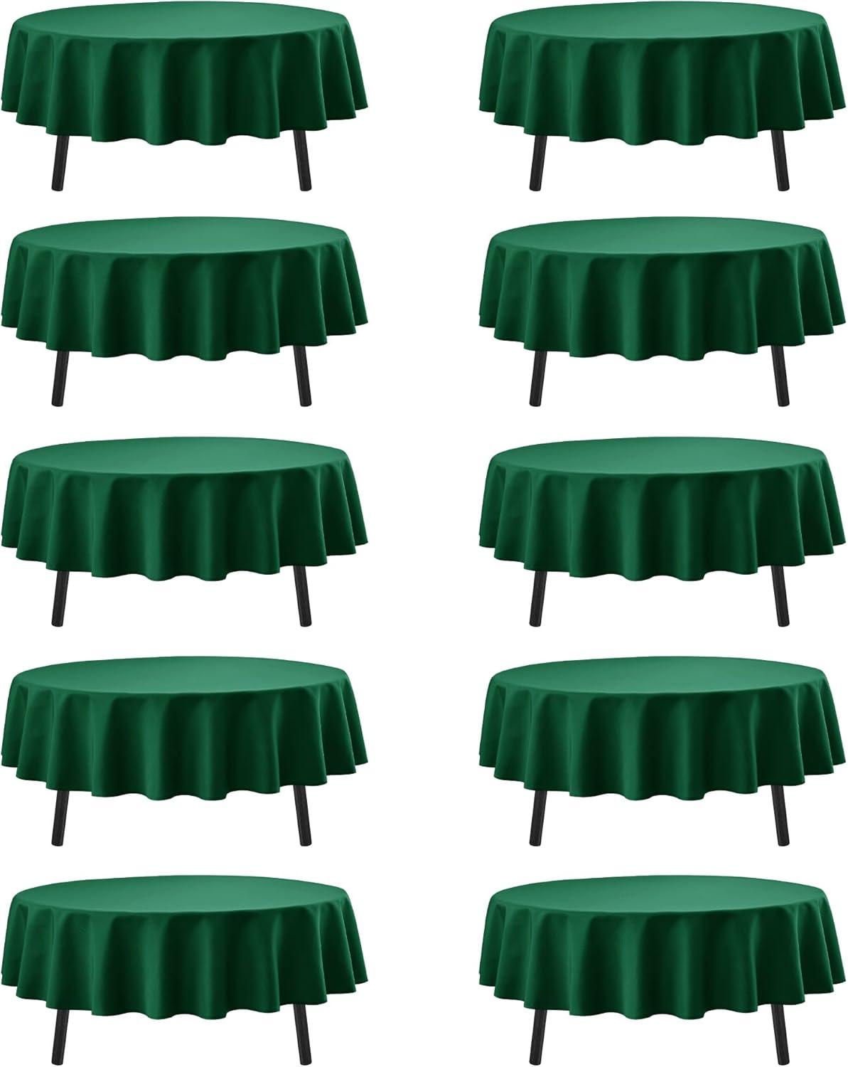 10-Pack Hunter Green Round Tablecloths, 90 Inches, Stain-Resistant Polyester for 4-5 Ft Round Tables - Washable Table Covers for Weddings, Banquets, Birthday Parties, Events