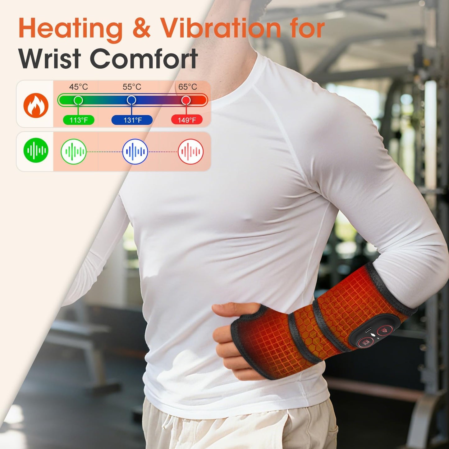 Cordless Wrist Heating Pad for Pain Relief, Rechargeable Wrist Massager for Carpal Tunnel,Heated Wrist Wrap for Arthritis Wrist Pain,Black