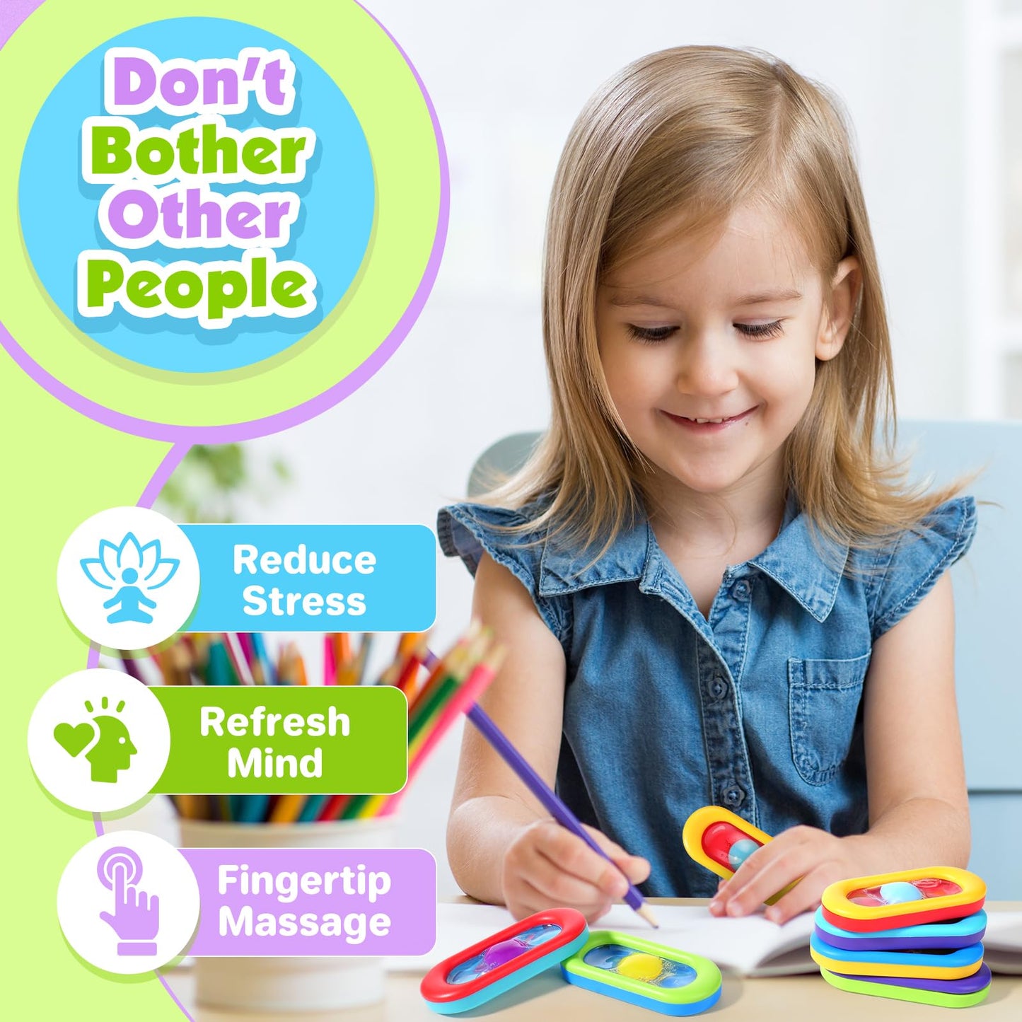 Sensory Marble Fidget for Kids Classroom- 18 Pack Gel Squeeze Stress Anxiety Autistic ADHD, Quiet Fidget Classroom Treasure Box Prize, Adult Special Needs Worry Stones, Bulk Gifts Stocking Stuffers