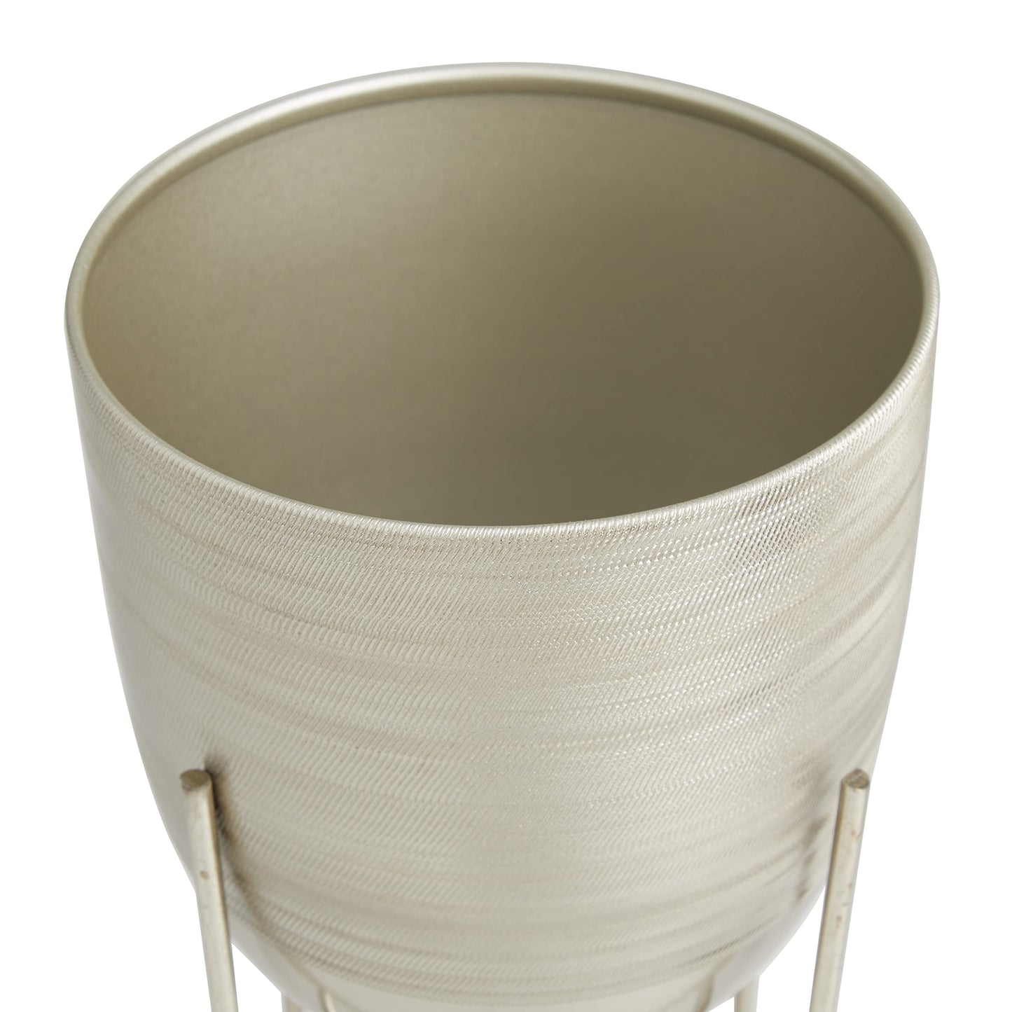 Deco 79 Metal Indoor Outdoor Planter Small Planter Pot with Removable Stand, Set of 2 Planters 6", 5"W, Silver