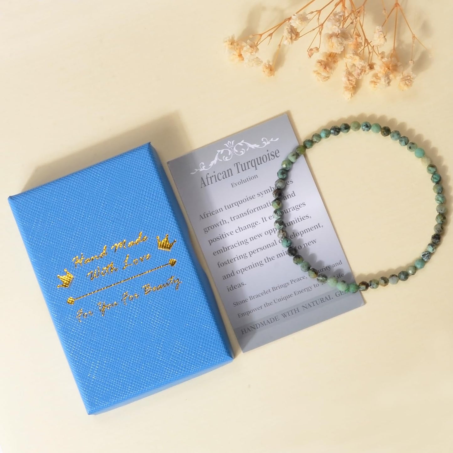 MASSIVE BEADS Natural Genuine Gemstone Beads Healing Crystal Chakra Reiki Jewelry Faceted Round Beads Bracelets (African Turquoise, 3mm)
