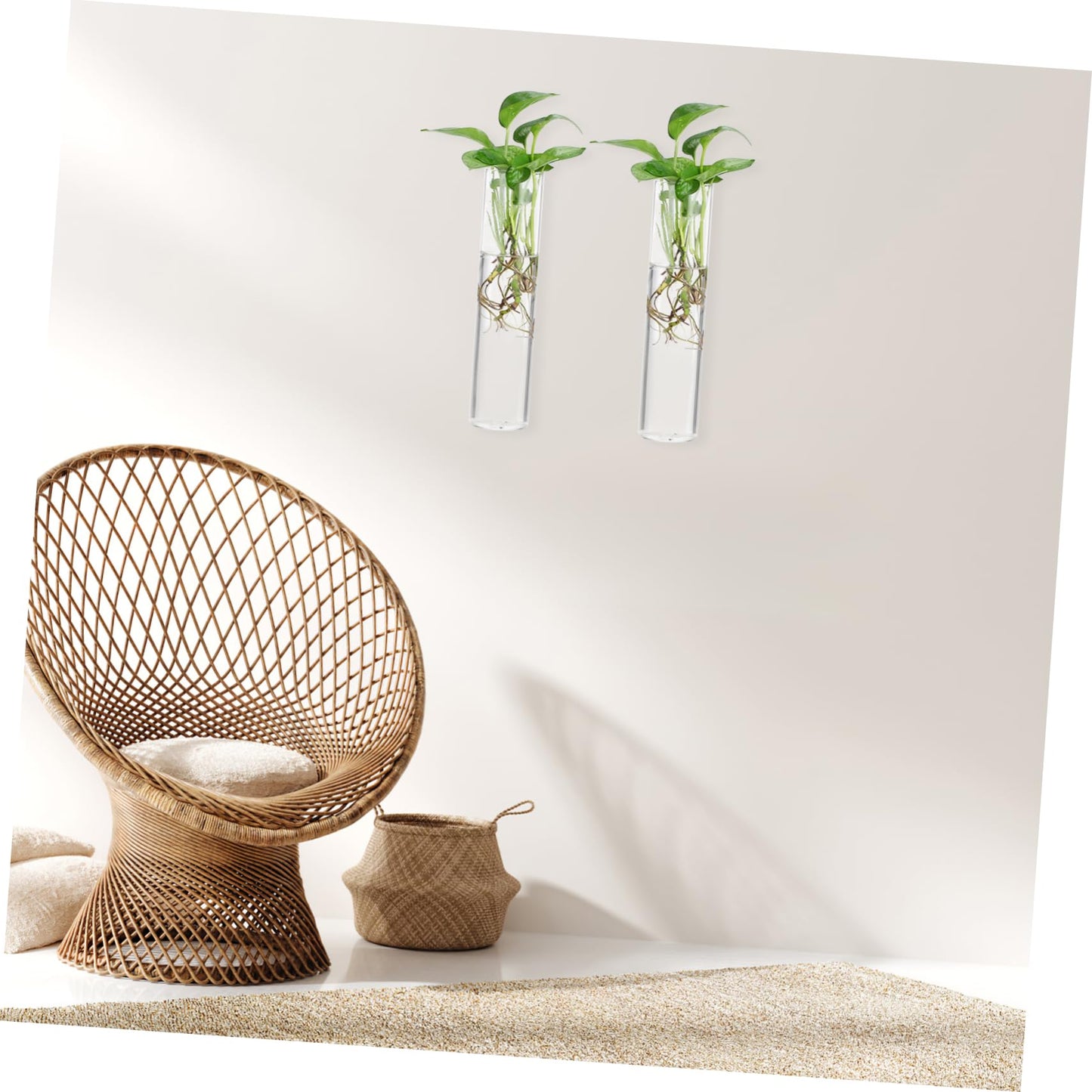 iplusmile 2pcs Hanging Wall Planters Glass Vases for Indoor Plants Cylindrical Propagation Stations Clear Terrarium Holders Home Office Decor