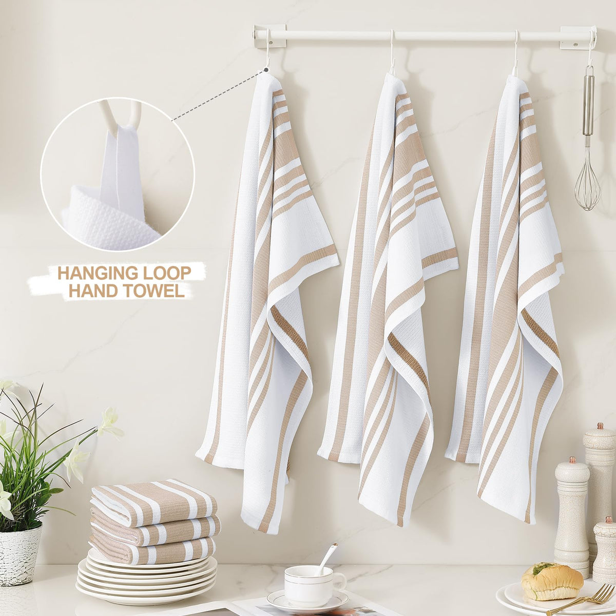 Premium Cotton Stripe Kitchen Towels 8 Pack (8 Count)