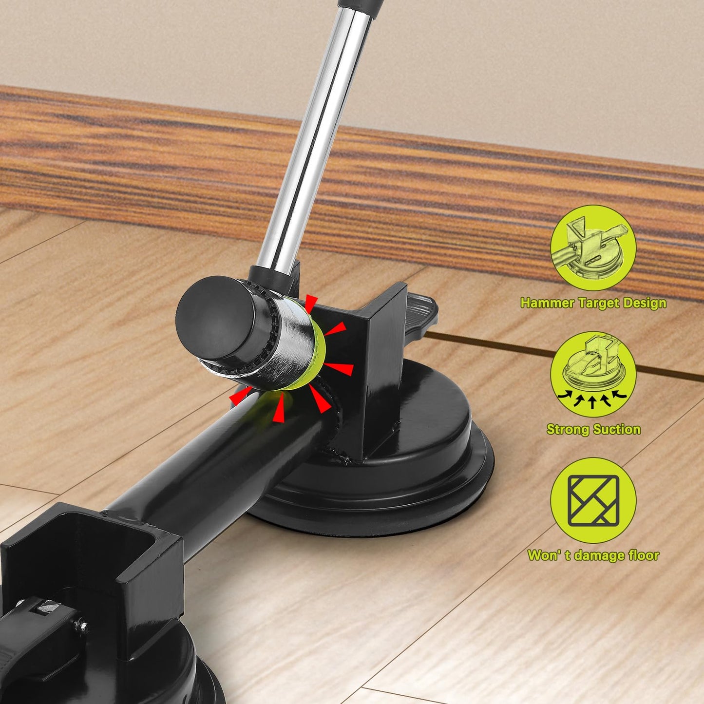 New Floor Gap Fixer Tool Includes Enhanced Suction Cup with Hammer Target & Rubber Mallet for Laminate Floor Gap Repair