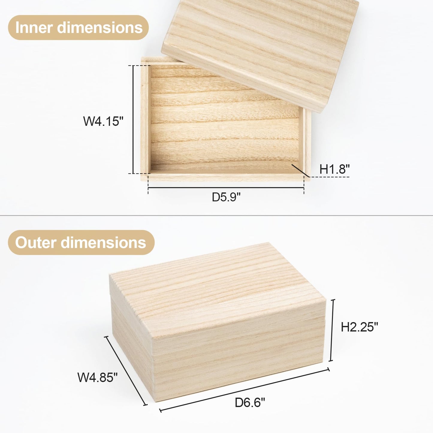 Wooden Keepsake Box for Photos & Memories – Japanese Kiribako Storage for Letters & Postcards (Small)