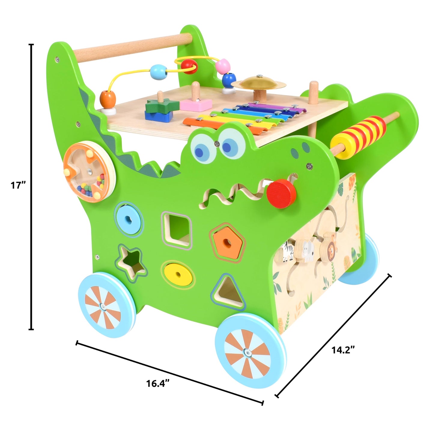Spark & Wow Crocodile Activity Walker | 10 Activities | for Ages 1+ | Activity Table for Toddlers | Push and Pull Learning Walker