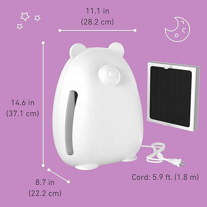 Pure Enrichment PureBaby Kids Bear Air True HEPA Air Purifier - Energy Star Rated, 4 Stage Air Filtration, UV-C Light, and Night Light for Medium-Large Rooms - Baby Nurseries, Kid Bedrooms (White)