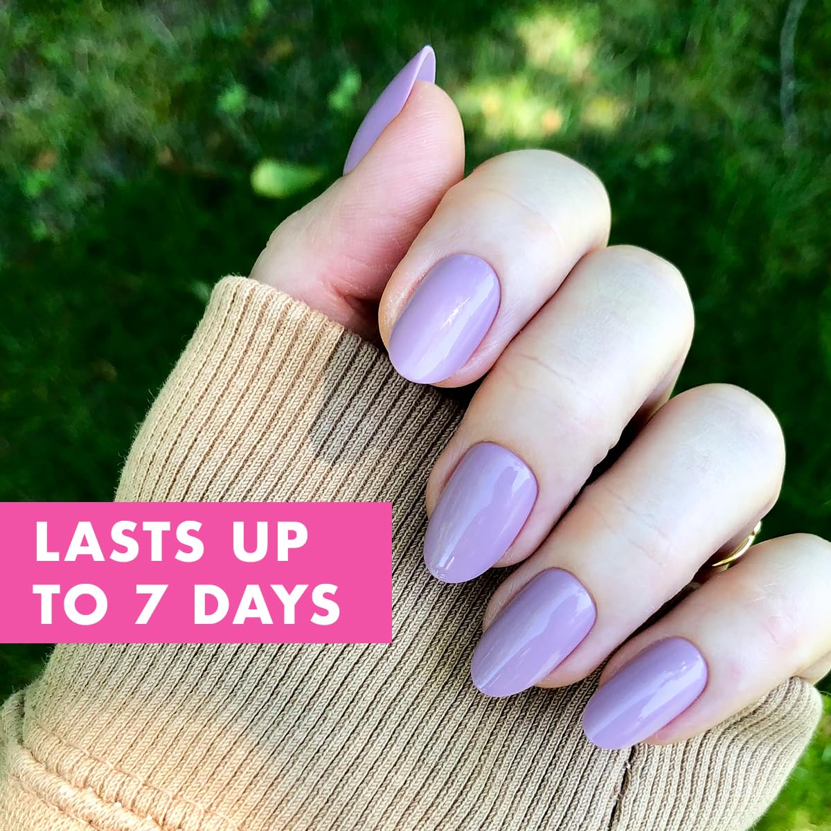Olive & June Classic Super Stick Mani Press On Nails | No Glue Needed | 32 Tab Nails 16 Sizes | Non-Toxic Tabs Easy On-Off Non-Damaging Realist Look | 7-Day Wear | Medium, Oval | Prairie Lavender