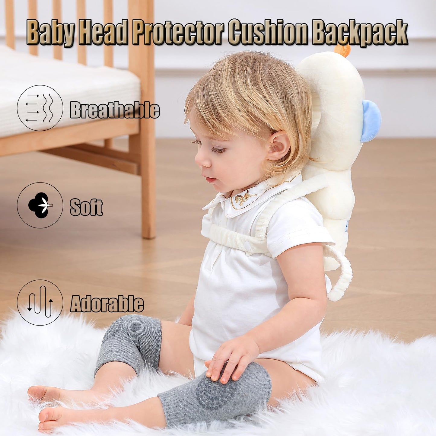 Feidoog Baby Head Protector Cushion Backpack with 3 Knee Pads for Walking & Crawling,Astronauts