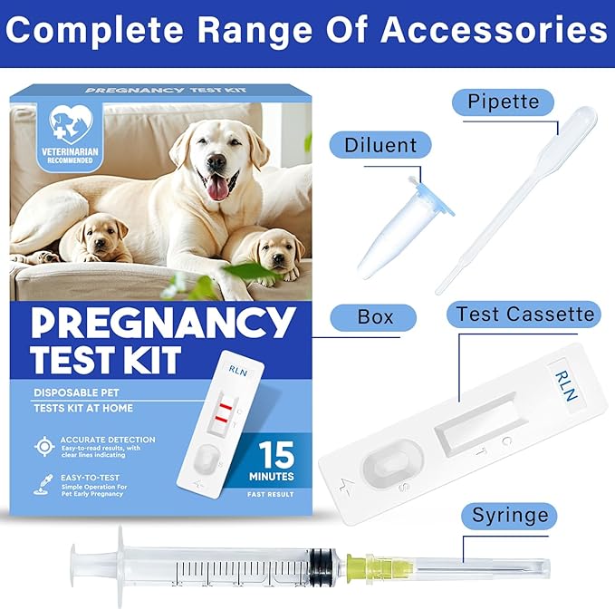 Dog Pregnancy Test Kit at Home, Accurate and Convenient Dog Pregnancy Test,15 Minute Results Pregnancy Test Strips for Dog & Cat